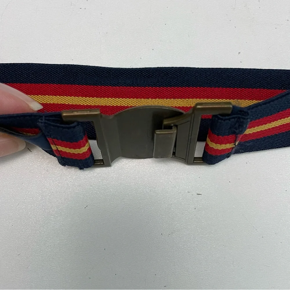 Polo Ralph Lauren Belt Stretchy Elastic Metal Buckle Blue Red Yellow Bronze